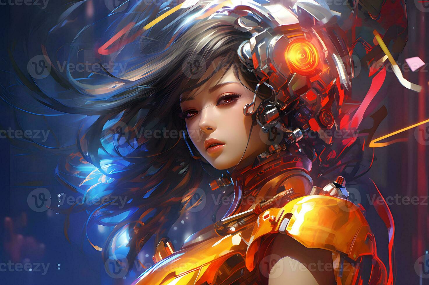 3d render of Mecha robot anime girl photo