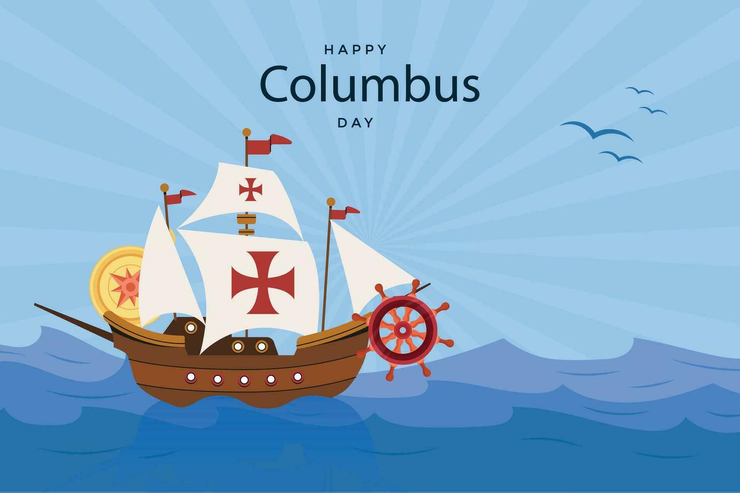 Hand drawn flat columbus day background vector