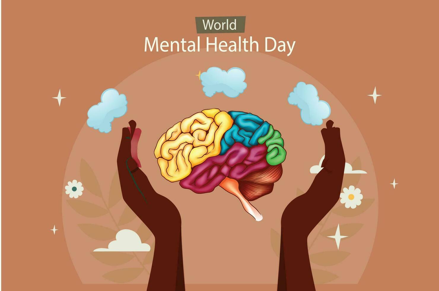 Flat world mental health day background vector