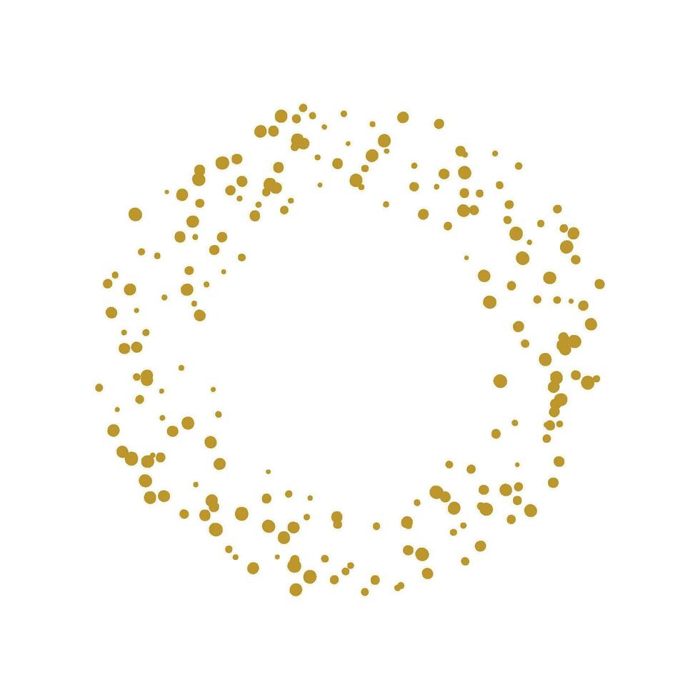 Gold abstract dots circle frame art decoration vector illustration.