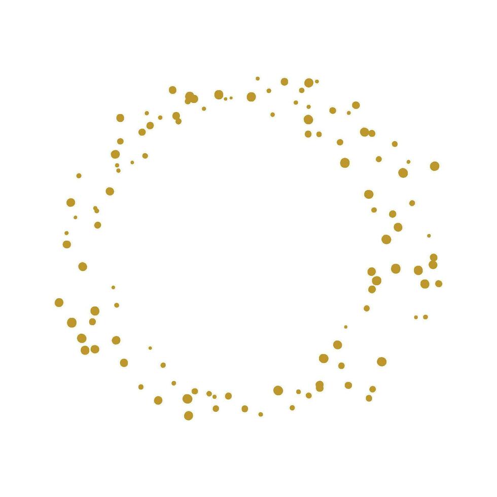 Gold abstract dots circle frame art decoration vector illustration.