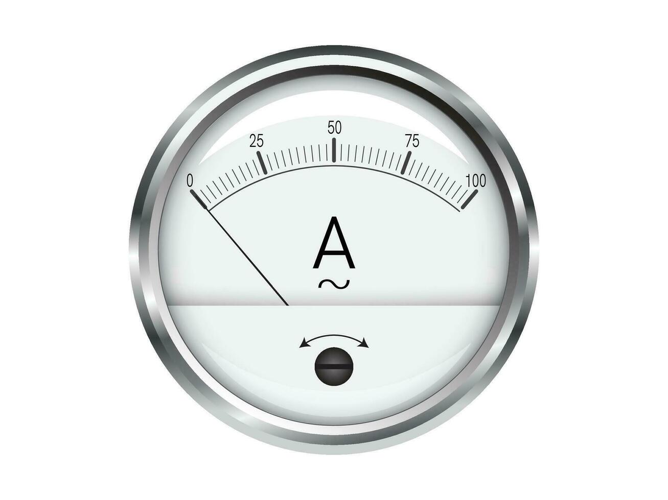 Voltmeter Round gauge with silver metal frame, isolated 3D vector illustration on a white background.