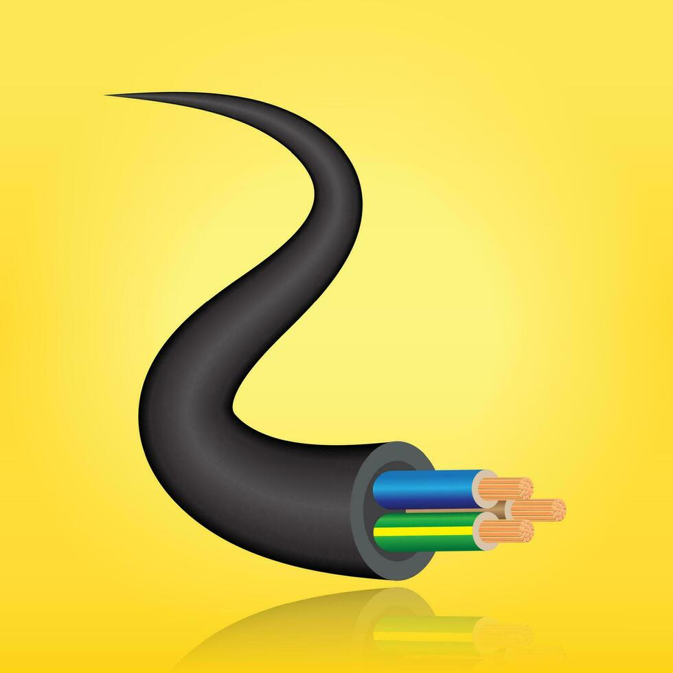 Closeup of electrical wire vector on a yellow background.