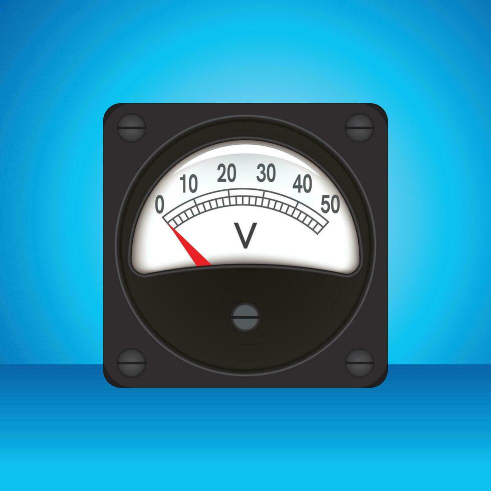 Voltmeter icon on blue background. Flat illustration of voltmeter vector icon for web design.
