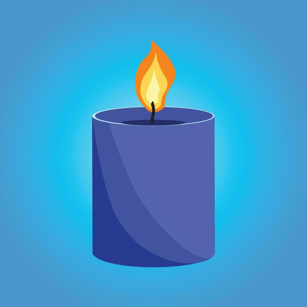 aromático velas plano vector ilustración. ardiente decorativo azul cera velas aislado clipart en azul antecedentes. relajación, descansando y aromaterapia diseño elemento.