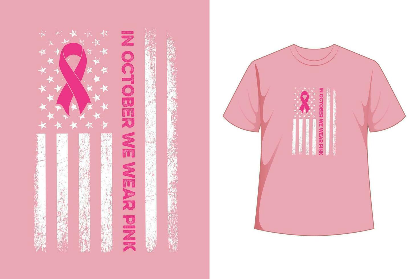 en octubre nosotros vestir rosado camisa rosado cinta bandera pecho cáncer camiseta vector
