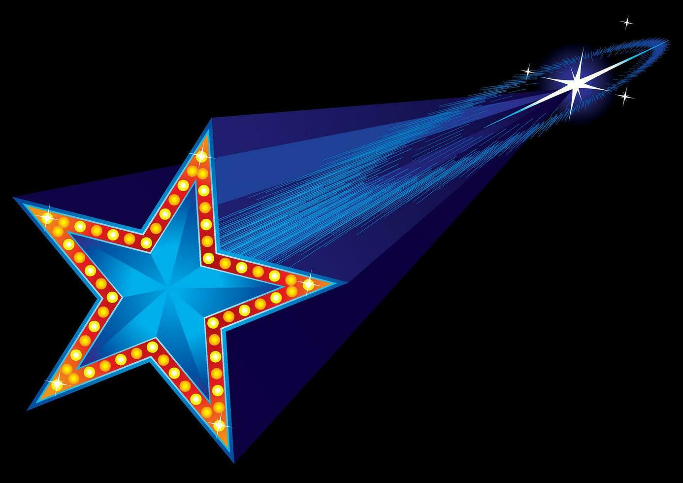 Falling star shape neon at night sky vector