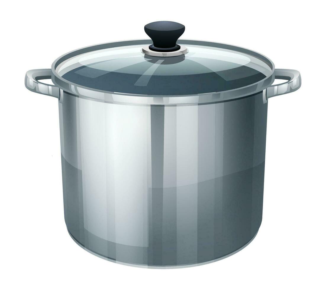 Stock pot vector isolated on white background. Pan pot kitchenware cartoon illustration