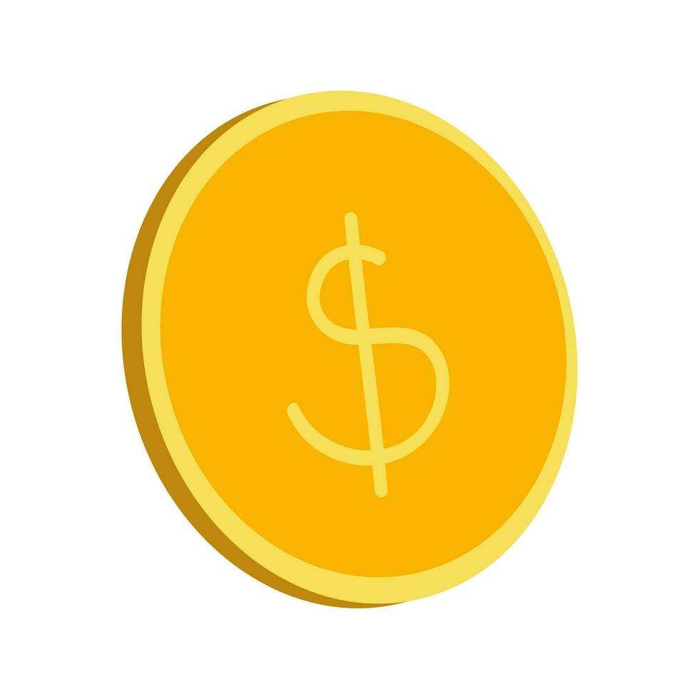 Money flat illustration. Dollars and gold coins stack. Wealth and banking icon. Isolated on white background. vector
