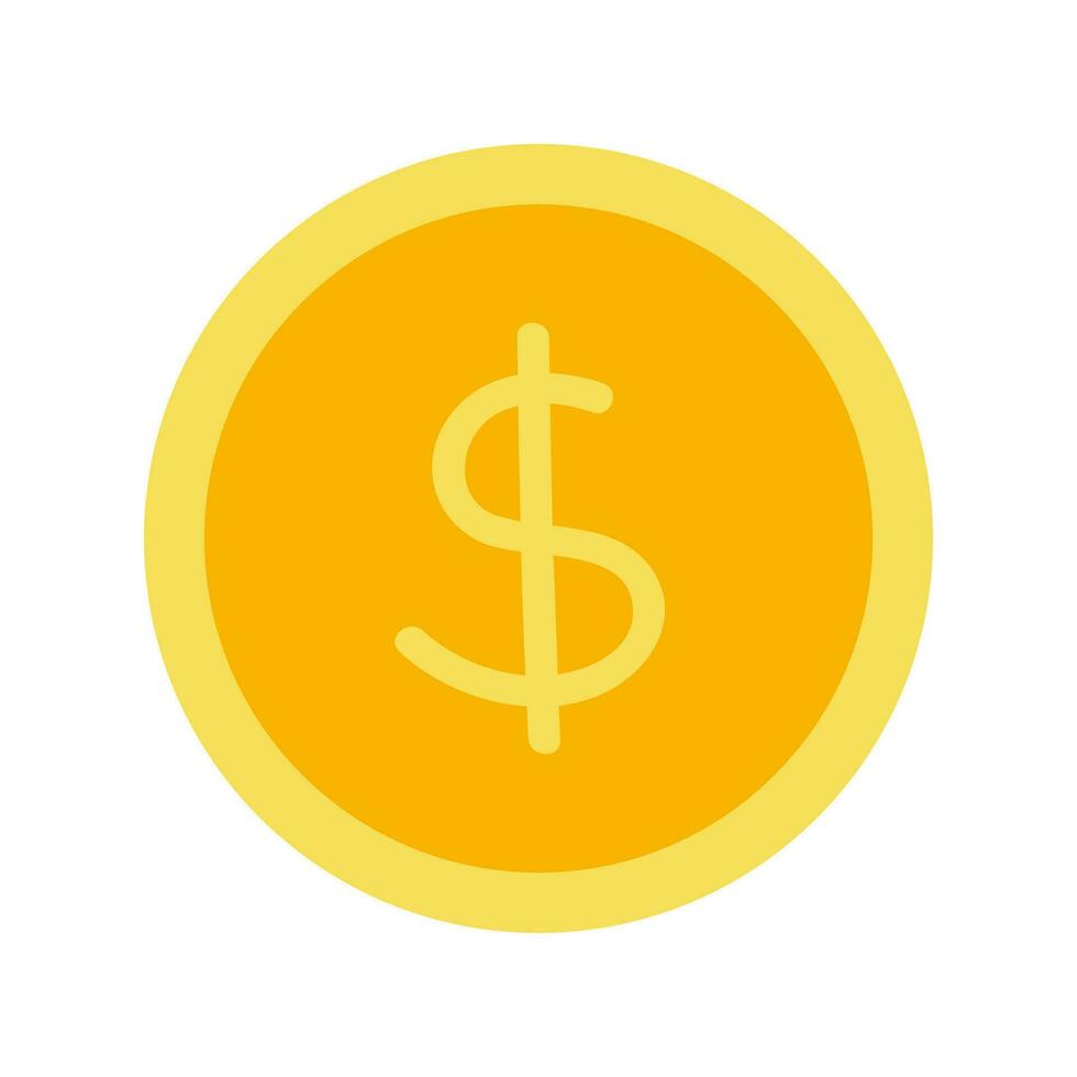 Money flat illustration. Dollars and gold coins stack. Wealth and banking icon. Isolated on white background. vector