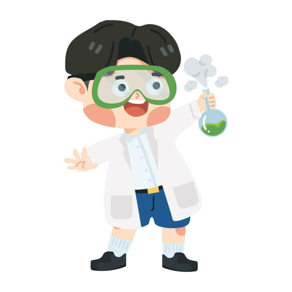 Cute boy student Kid Scientist With Glasses vector