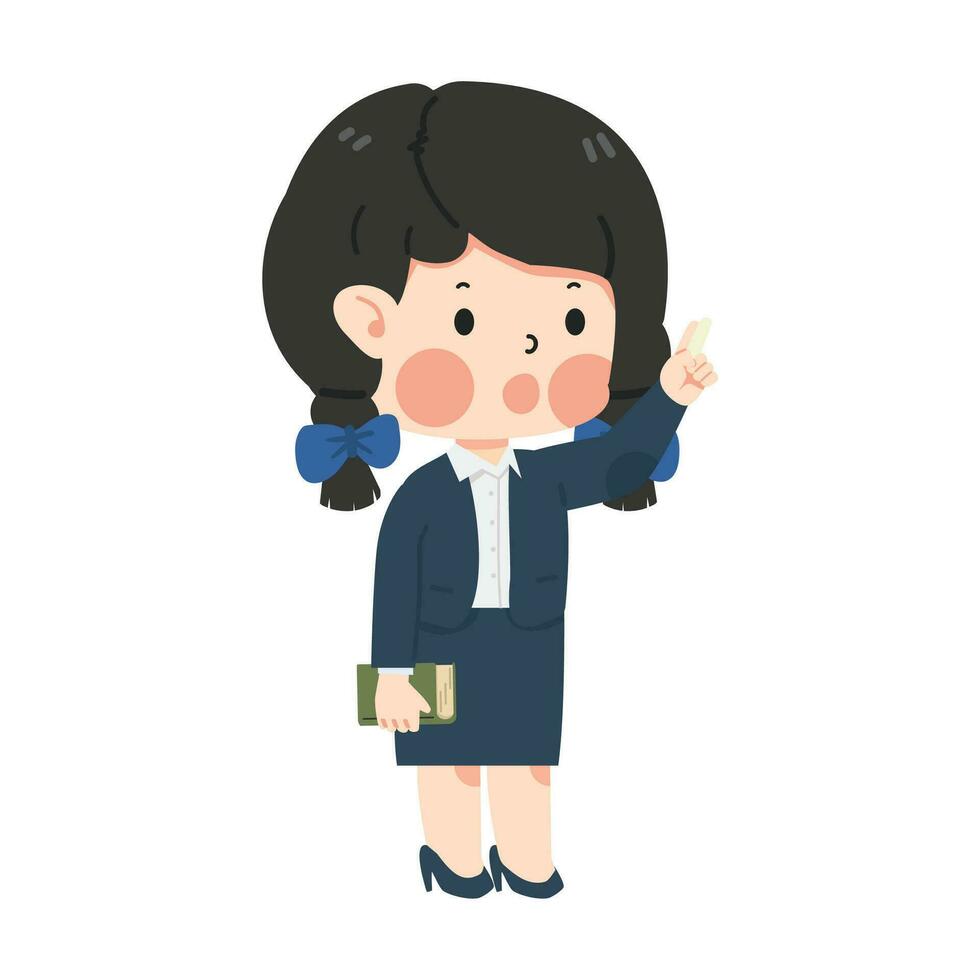 female teacher teaching Holding A Book vector