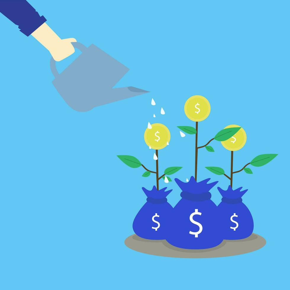 Finanzas riego dinero plantas vector