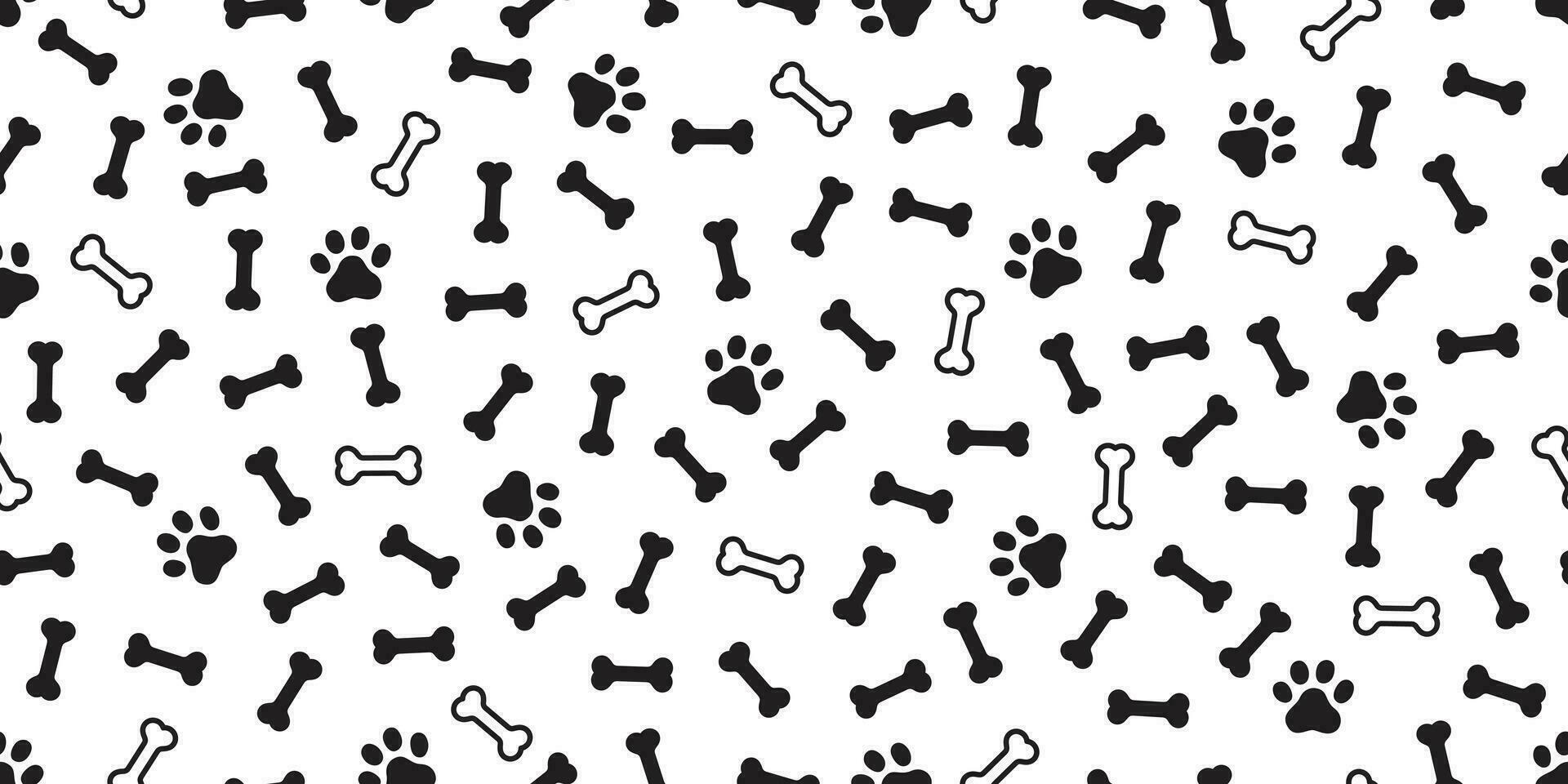 Dog bone seamless pattern vector paw footprint french bulldog pet cartoon scarf isolated repeat wallpaper tile background doodle illustration white