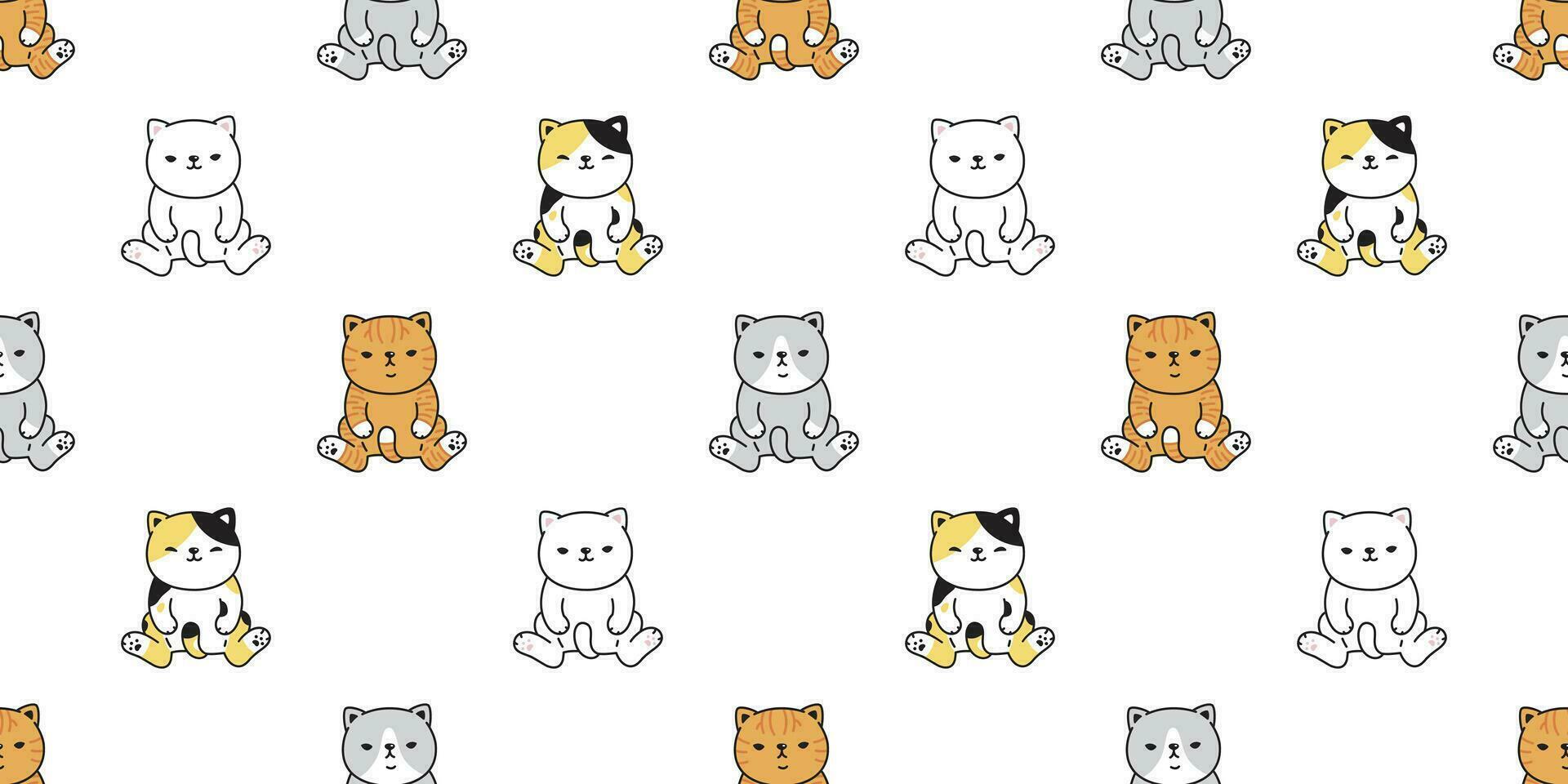 cat seamless pattern vector kitten calico cartoon scarf isolated tile background repeat wallpaper doodle illustration