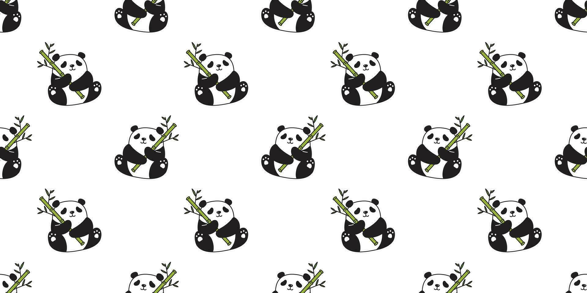 Bear seamless pattern vector panda polar bear bamboo teddy scarf isolated wallpaper repeat tile background cartoon character illustration doodle
