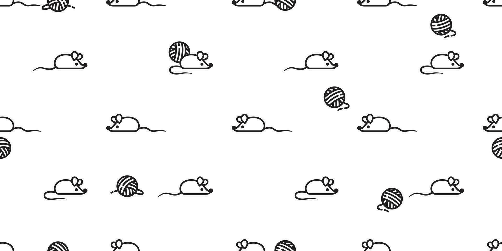 mouse rat seamless pattern vector yarn ball cartoon scarf isolated tile background repeat wallpaper illustration