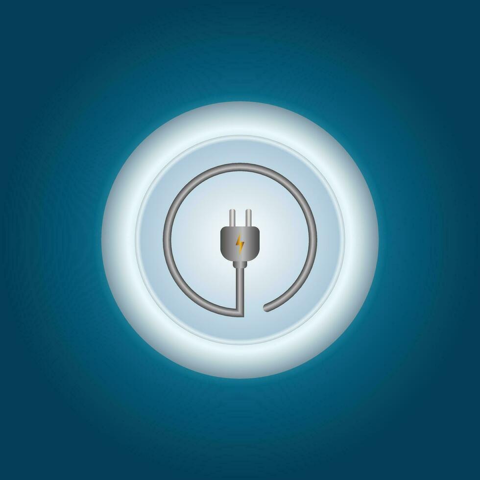 3d electric power charge charging energy on off push icon. Lightning symbol for website, mobile app, UI UX. vector