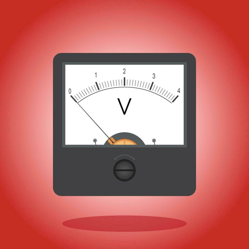 Voltmeter icon on red background. Flat illustration of voltmeter vector icon for web design.