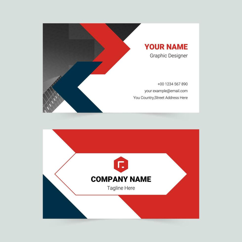 Red simple business company business card template vector