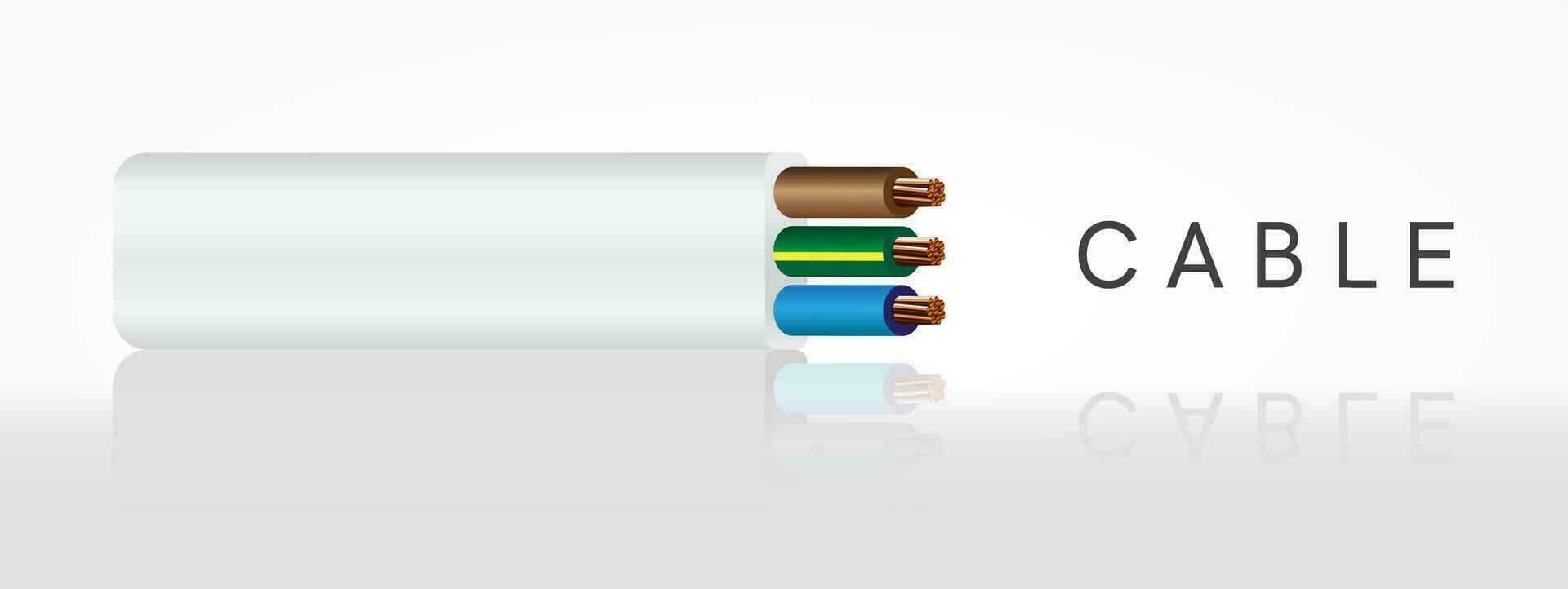 Closeup of electrical wire vector on a white background.