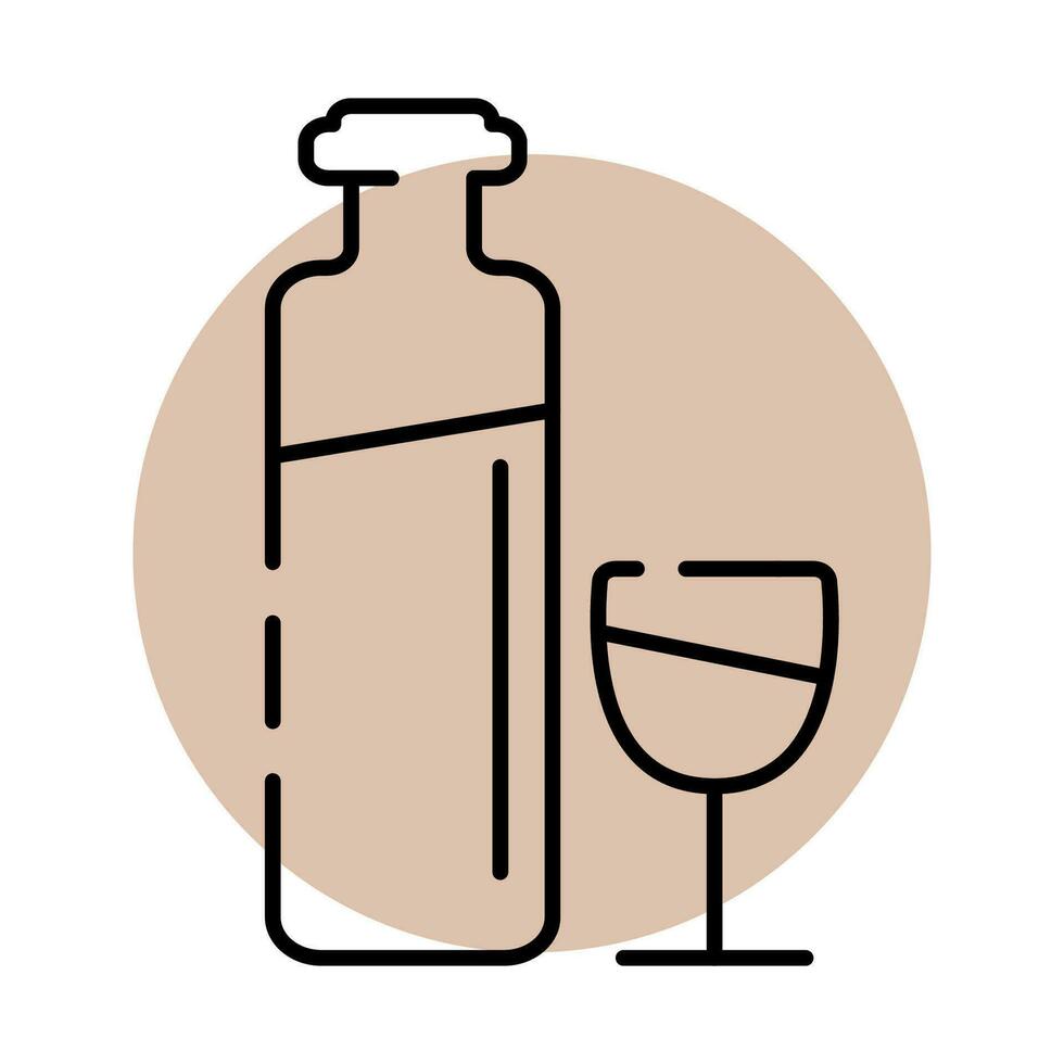 vector icono de un botella de vino y un vaso