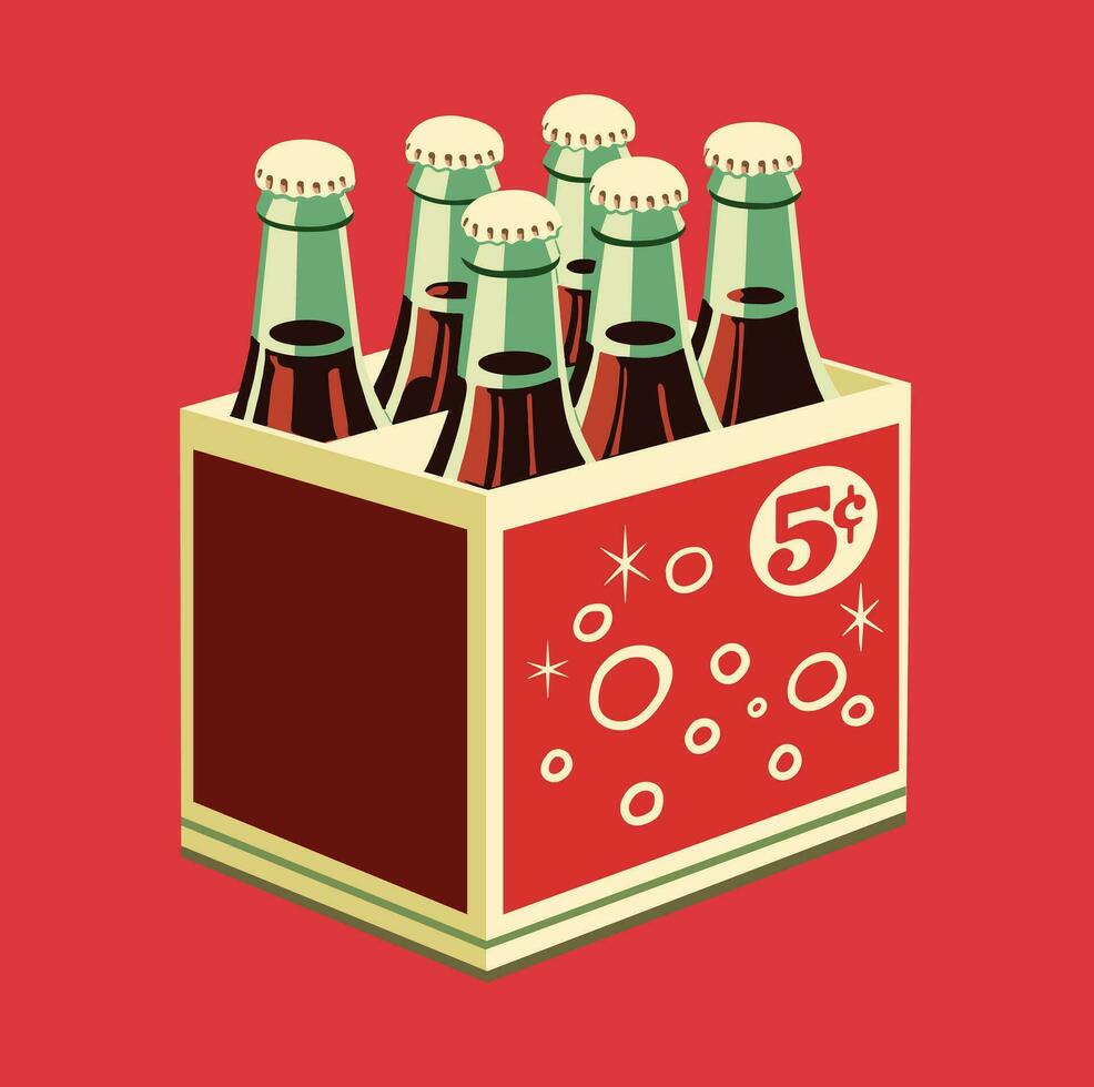 retro vector ilustración de soda botellas