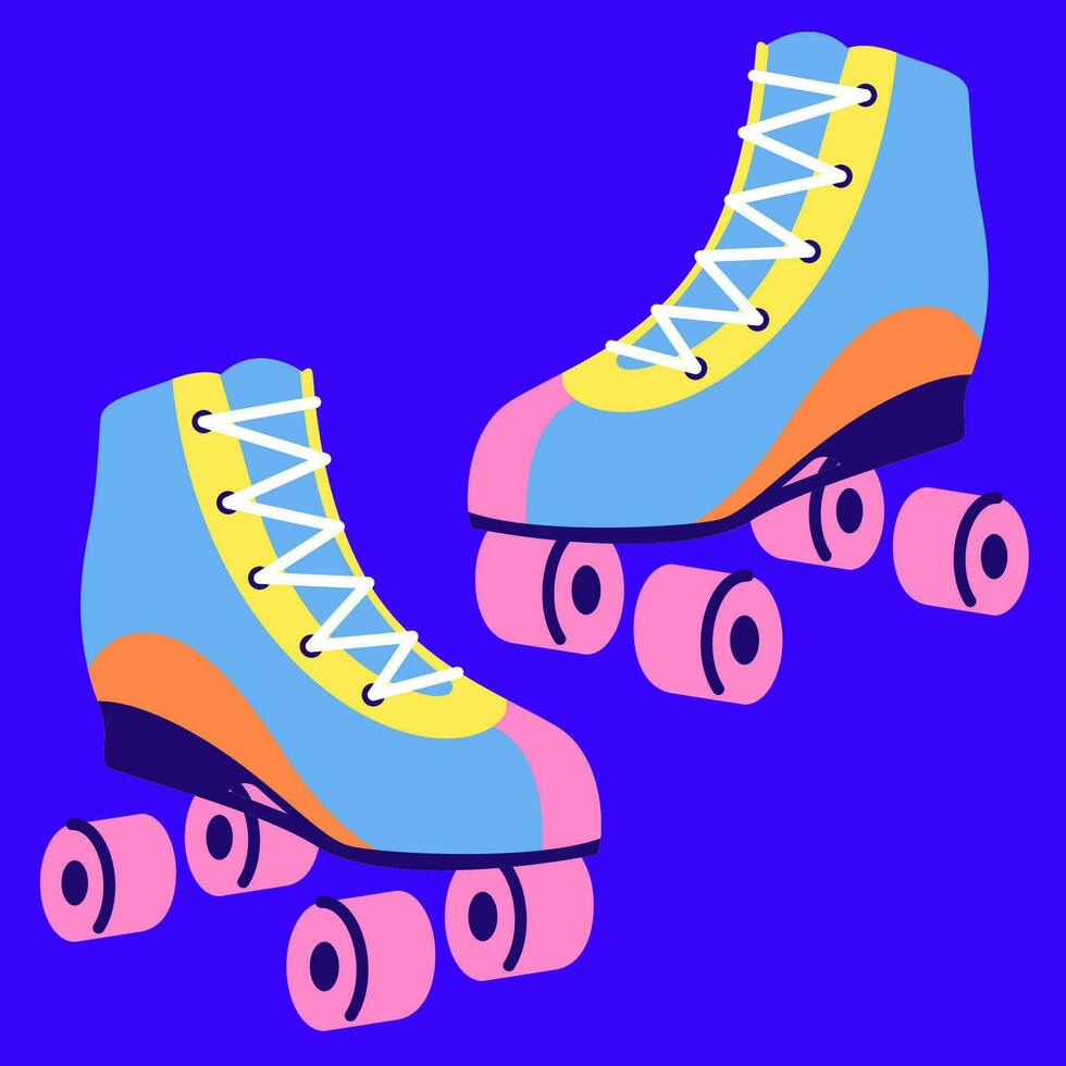 Hand drawn y2k Roller Skates vector