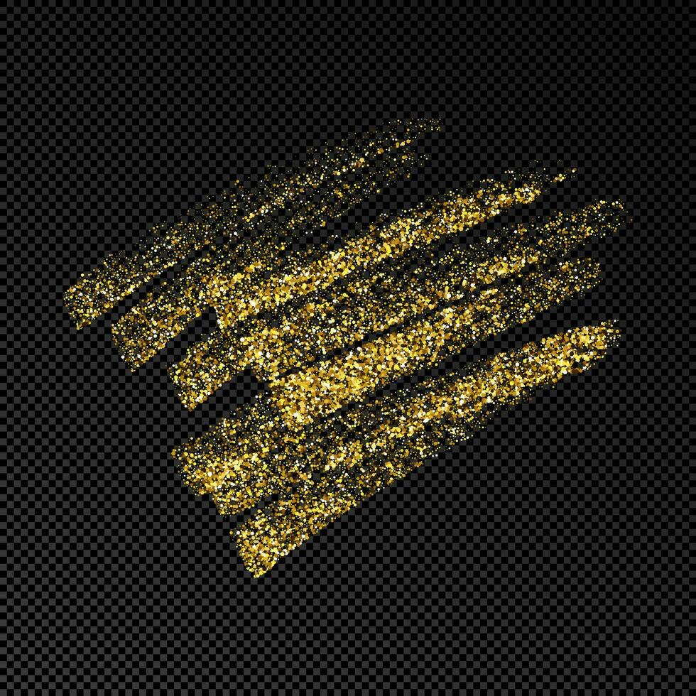 Hand drawn ink spot in gold glitter. Gold ink spot with sparkles isolated on dark vector