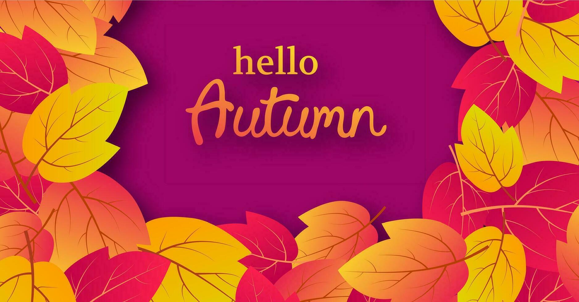 Autumn background with maple yellow leaves and place for text. Banner design for fall season banner or poster. Vector illustration