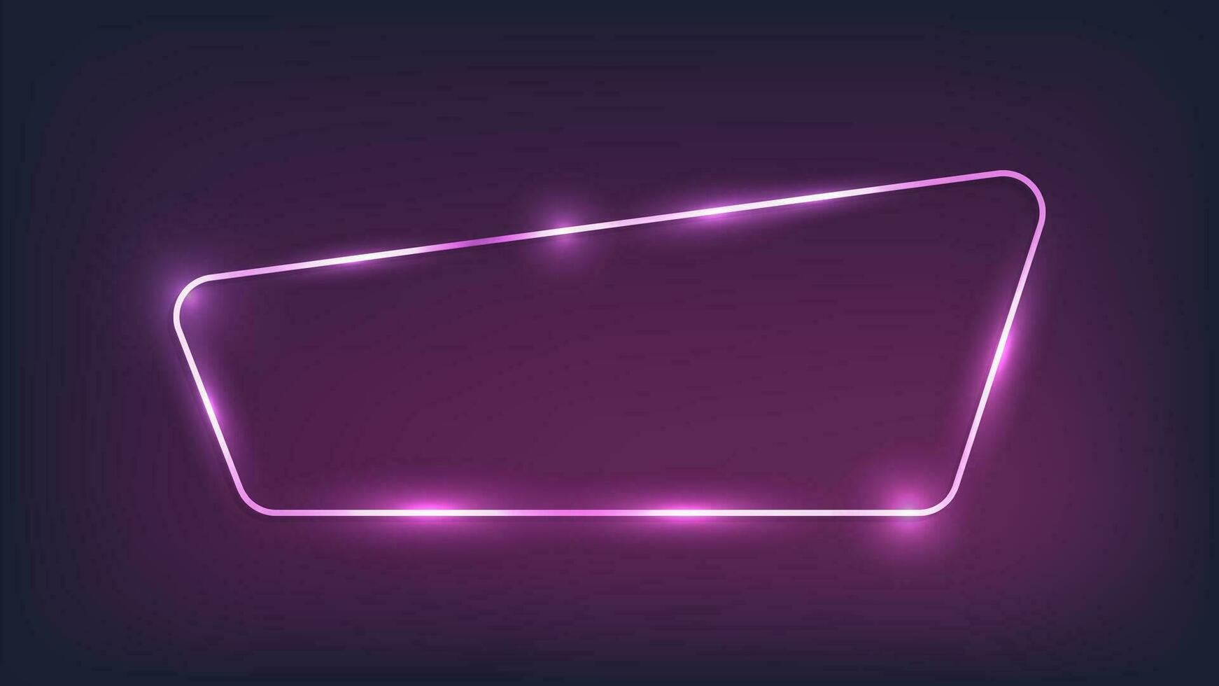 Neon rounded frame with shining effects on dark background. Empty glowing techno backdrop. Vector illustration.