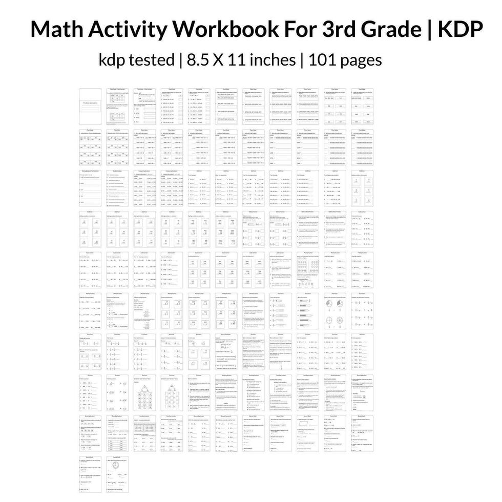 Math Activity Workbook For 3rd Grade vector