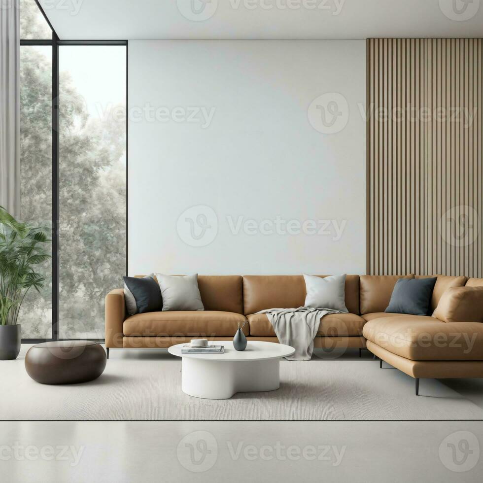 interior of modern minimal luxury living room apartment, generative AI photo