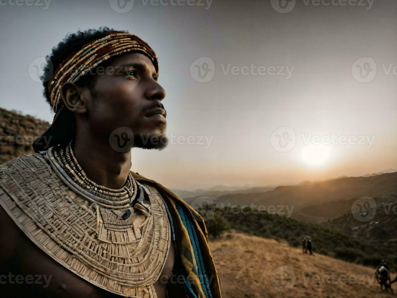photo of african man tribal warriors with armor, generative AI