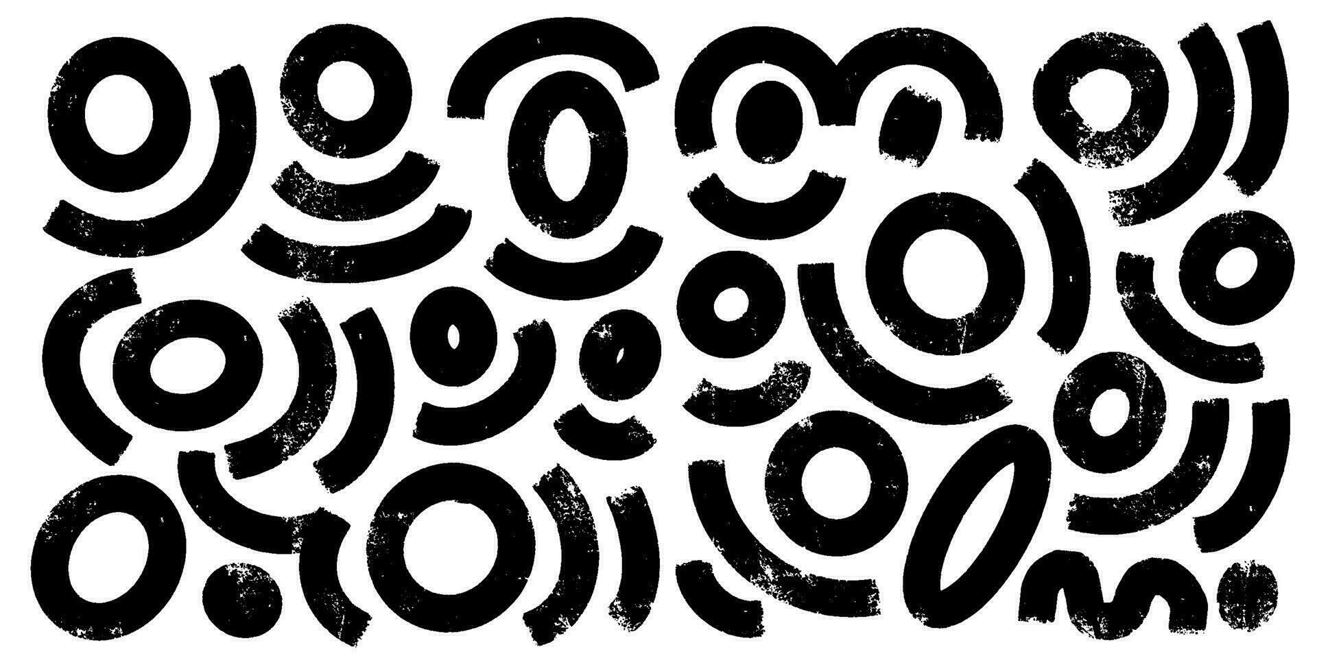 colección de negro garabato negrita líneas y cepillo dibujado garabatos mano dibujado abctract orgánico formas infantil Escribiendo líneas, orgánico irregular circular vector trazos resumen elementos.