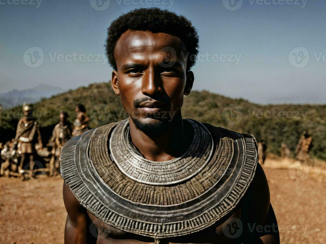 photo of african man tribal warriors with armor, generative AI