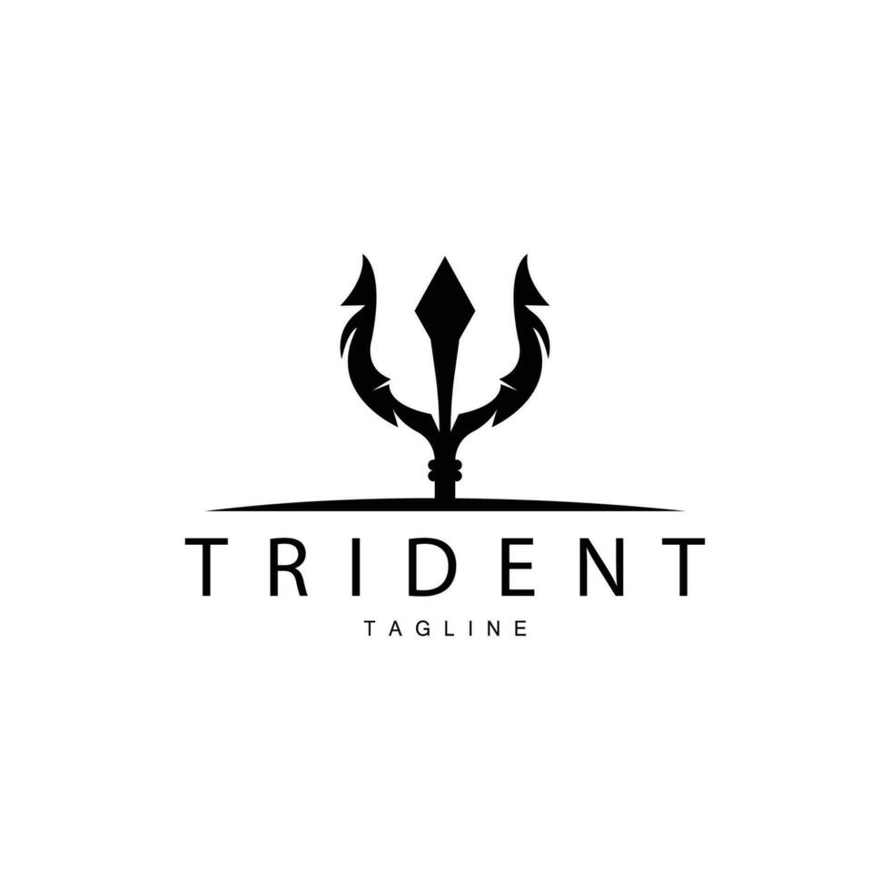 Trident Weapon Logo, Vector Spear of King Poseidon Neptune, Symbol Template Design