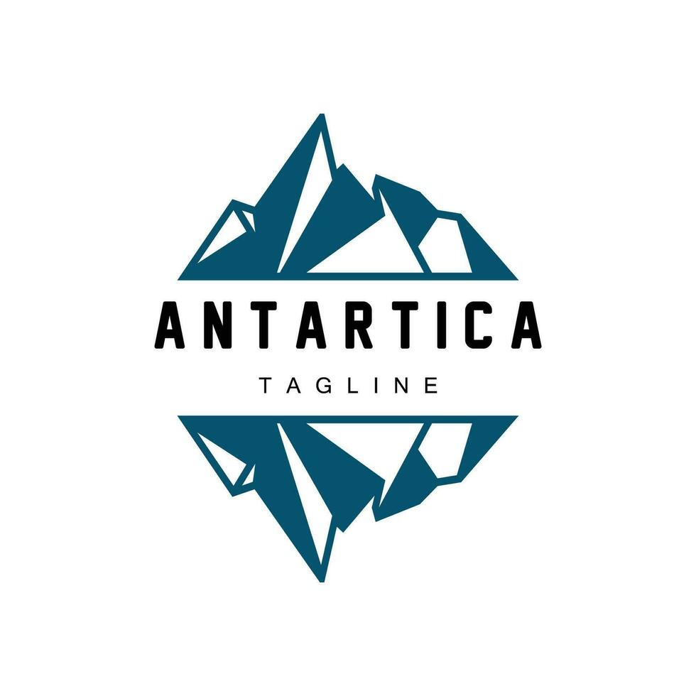 Iceberg Logo, Antarctica Logo Design, Simple Nature Landscape Vector Illustration Template