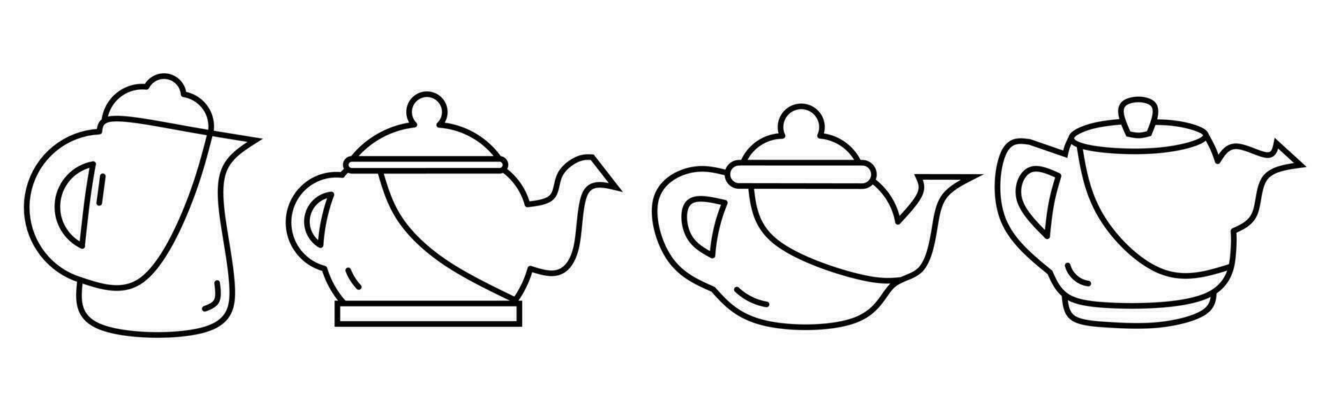 Teapot illustration. Teapot set for business. Stock vector. vector