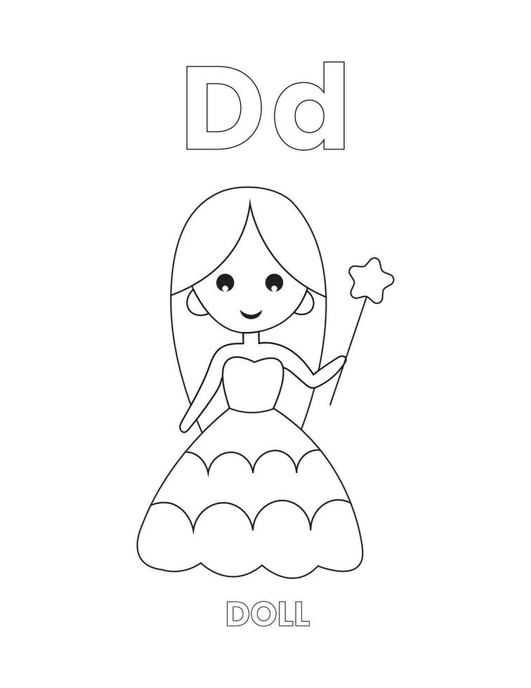 Alphabet coloring pages for kids vector