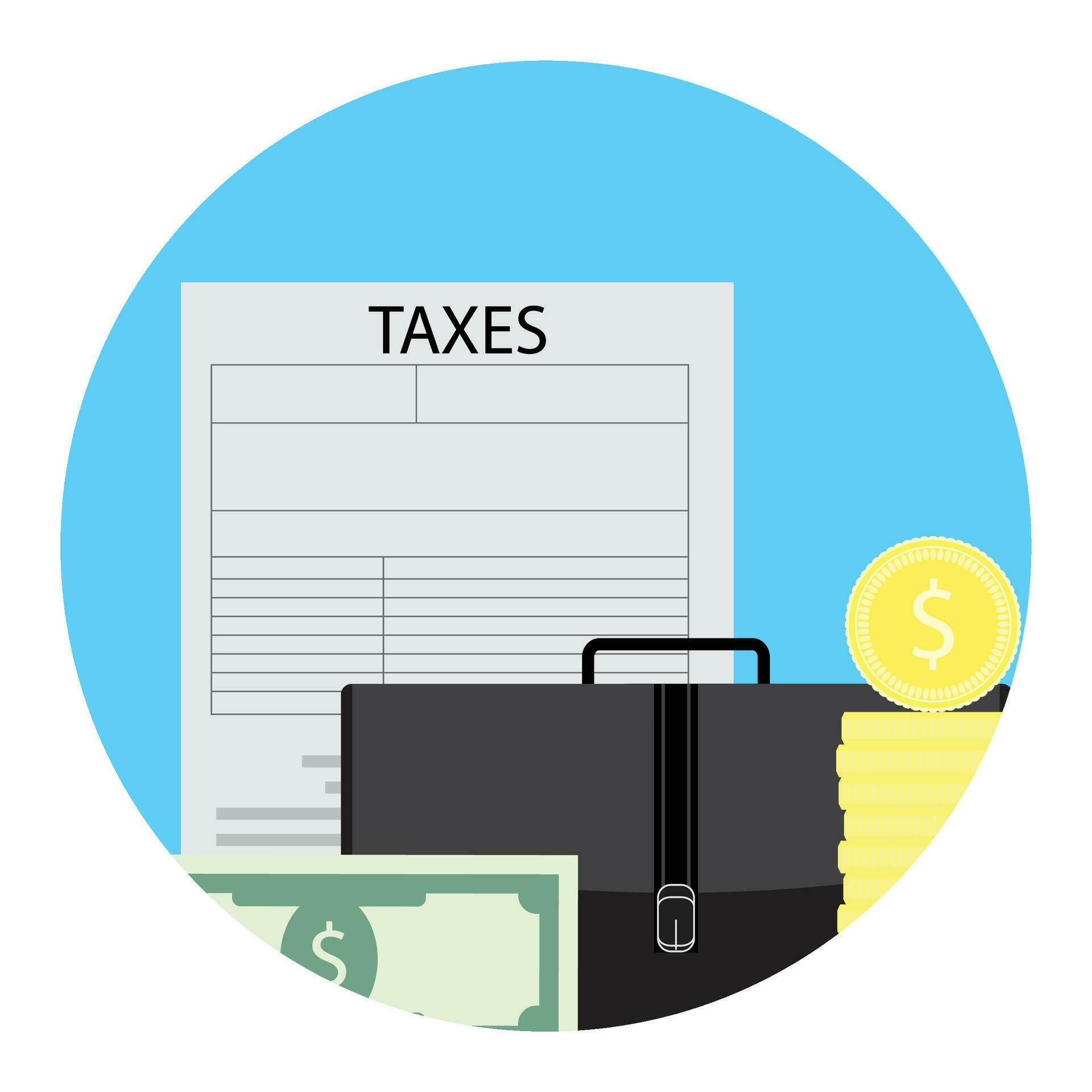 Tax return icon flat style Vector tax refund illustration of tax
