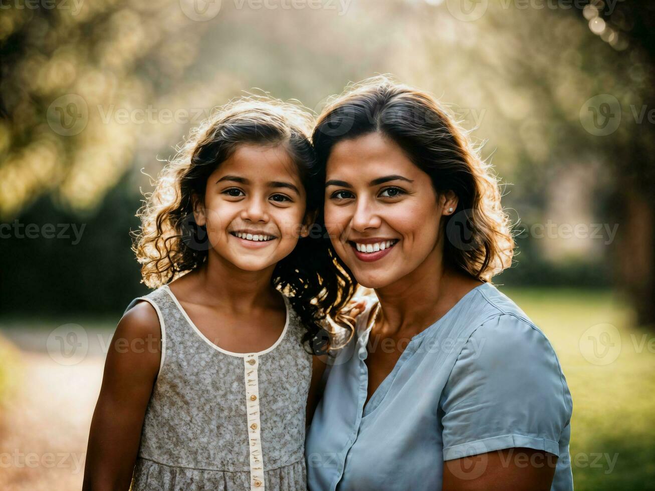 photo of happy family mother and daughter, generative AI