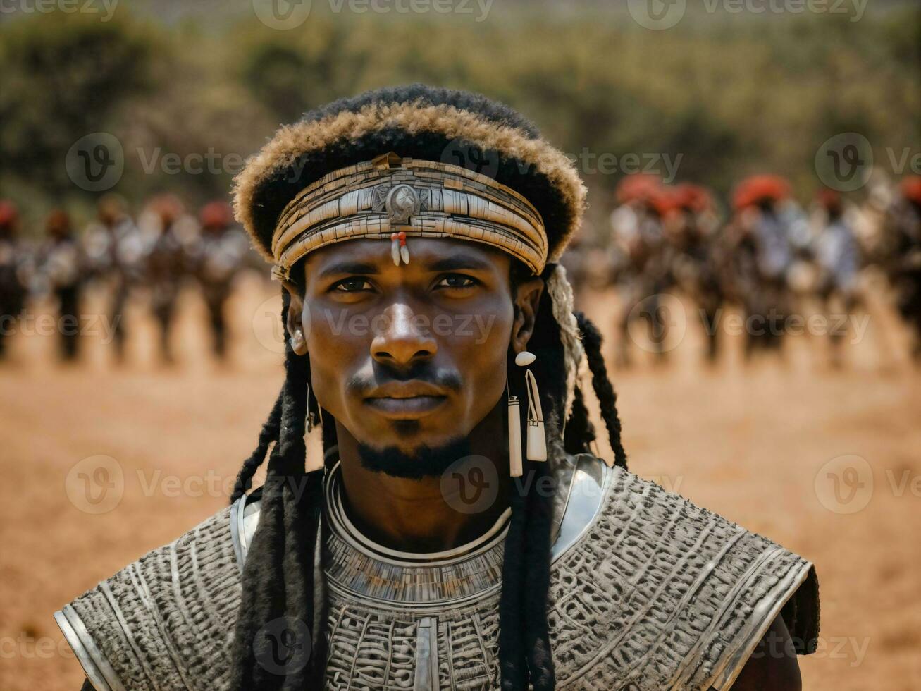 photo of african man tribal warriors with armor, generative AI