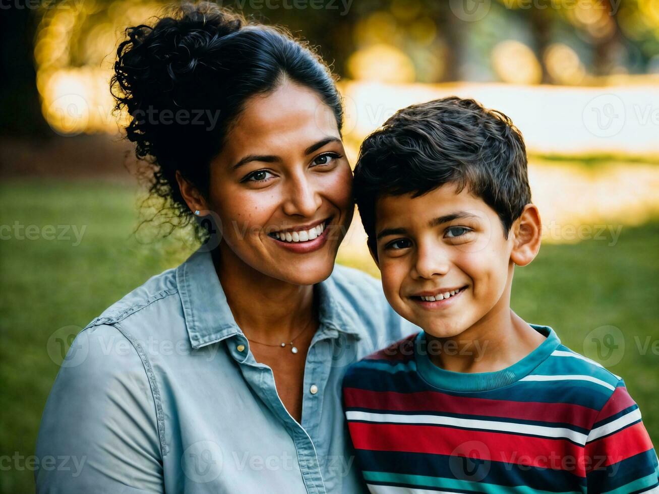 foto de contento familia madre y hijo, generativo ai