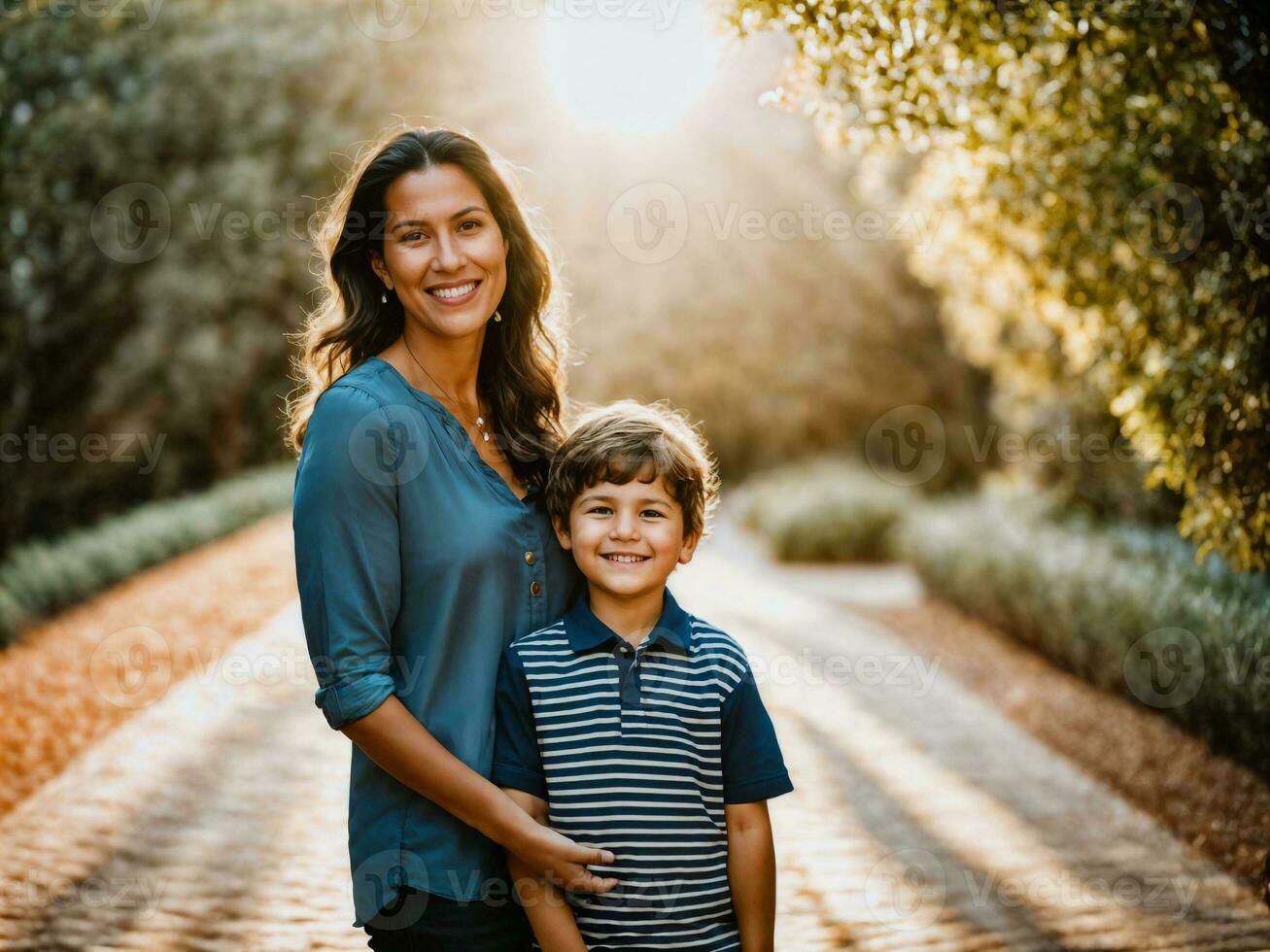 photo of happy family mother and son, generative AI