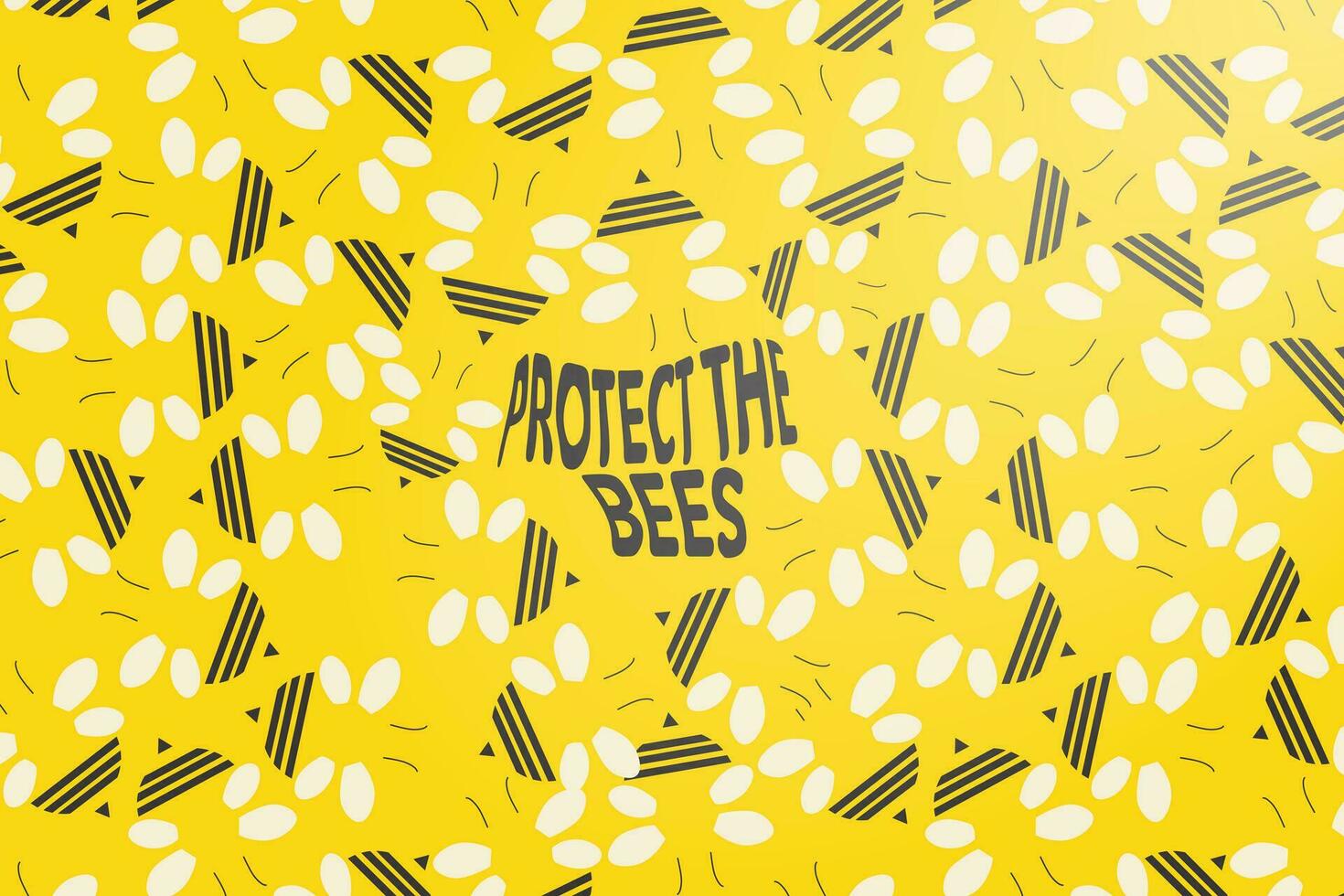 Protect The Bees Banner with minimalist bee pattern shapes. Vector Illustration. EPS 10.