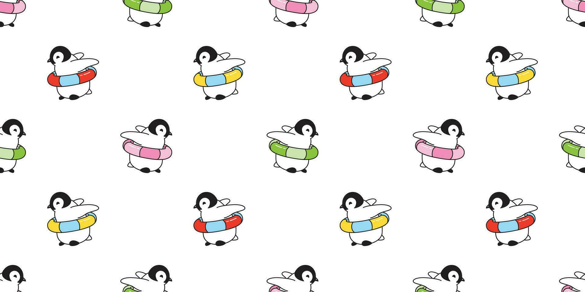 pingüino sin costura modelo vector nadando anillo piscina bufanda aislado dibujos animados loseta antecedentes repetir fondo de pantalla ilustración garabatear