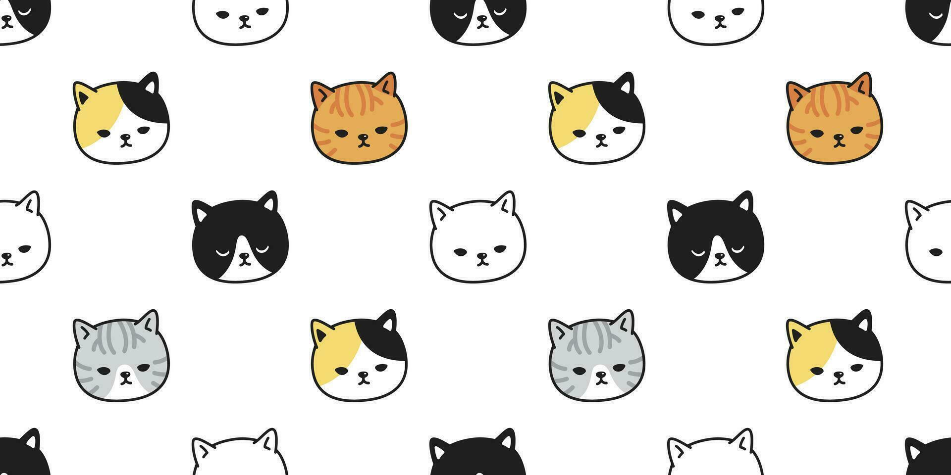 cat seamless pattern vector kitten calico pet breed scarf isolated repeat wallpaper tile background cartoon illustration
