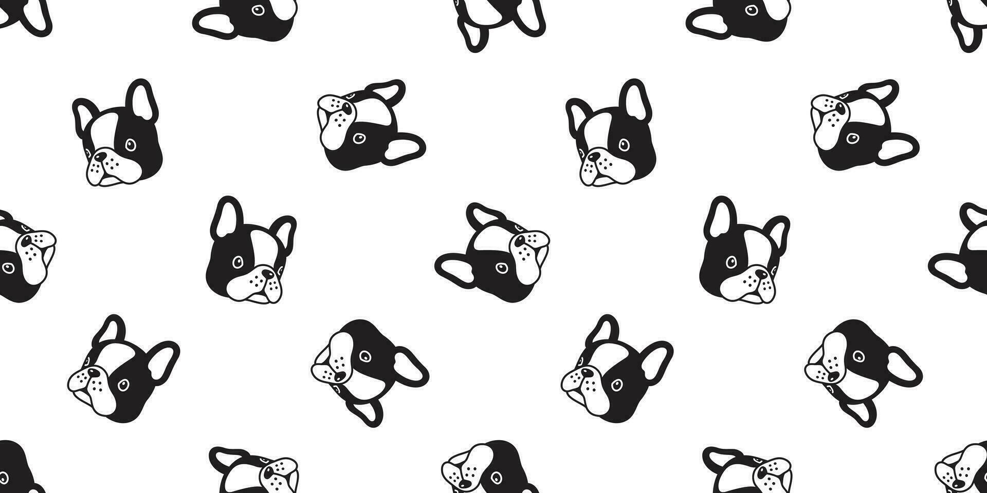 dog seamless pattern vector french bulldog head puppy breed cartoon scarf isolated tile background repeat wallpaper illustration