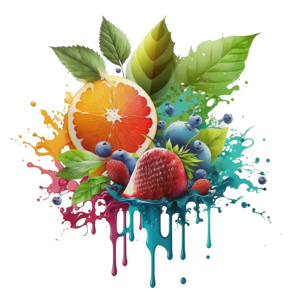 Free download water color fruits png realistic photo, Ai Generative
